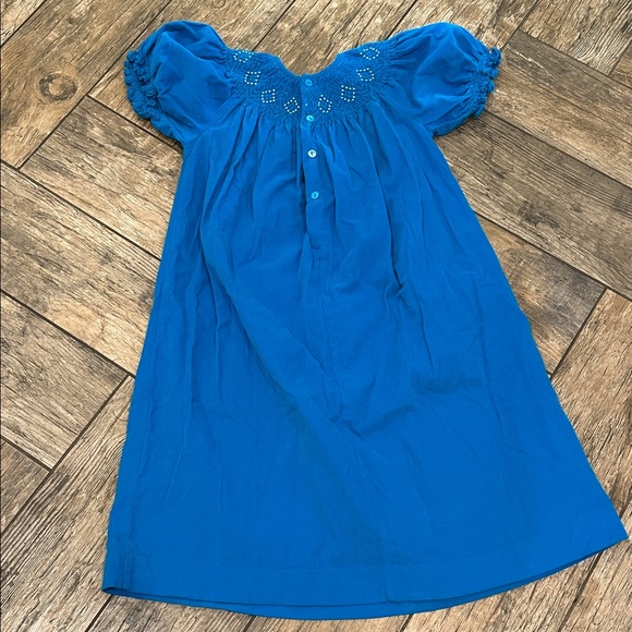Mom & Me blue teal corduroy smocked dress pearls size 6x - Picture 6 of 6